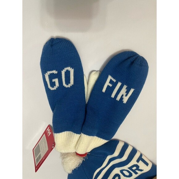 HELLY HANSEN Finland Going for Gold Hat Mittens Set Olympic Blue NEW Snow Ski - Picture 3 of 6